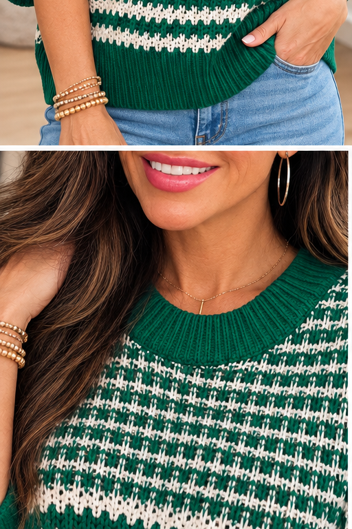 Emerald Weekend Knit Sweater detail view