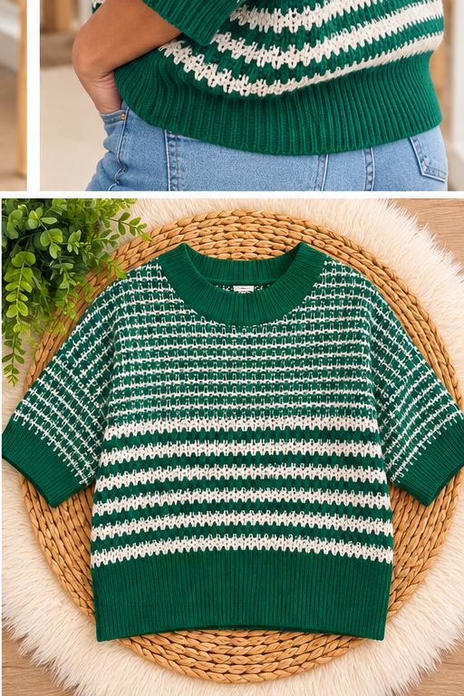 Emerald Weekend Knit Sweater flatlay view