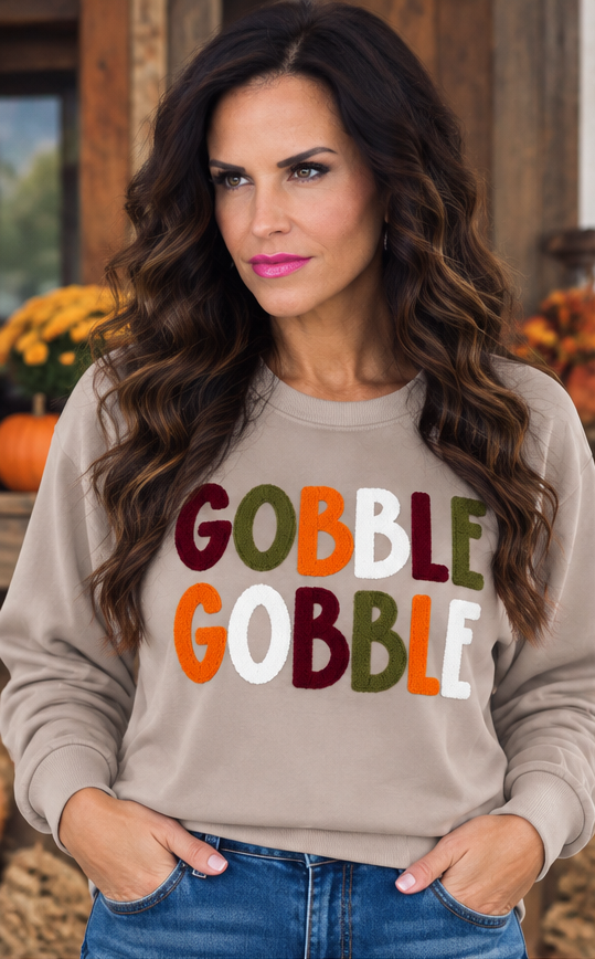 Gobble Gobble Thanksgiving crewneck front view