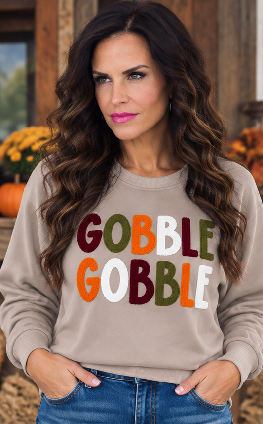 Gobble Gobble Thanksgiving crewneck front view